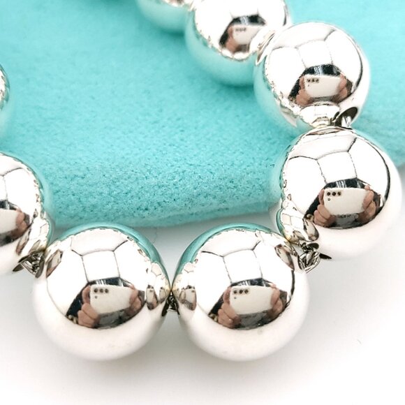 Tiffany & Co Sterling Silver Graduated Ball Bead Beaded Hardwear 16.25' Necklace - Picture 2 of 9